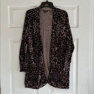 🆕 Women's Apt. 9 Lightweight Leopard Print Open-Front Cardigan - Brown/Black 0X
